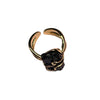 Adjustable Athena ring with raw stone and gold-plated metals