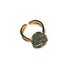 Adjustable Athena ring with raw stone and gold-plated metals